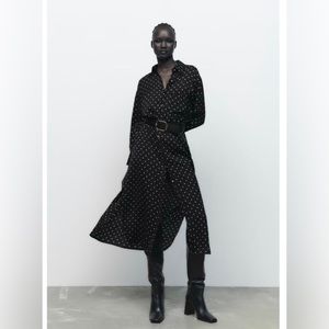 NWT Zara polka dot midi shirt dress